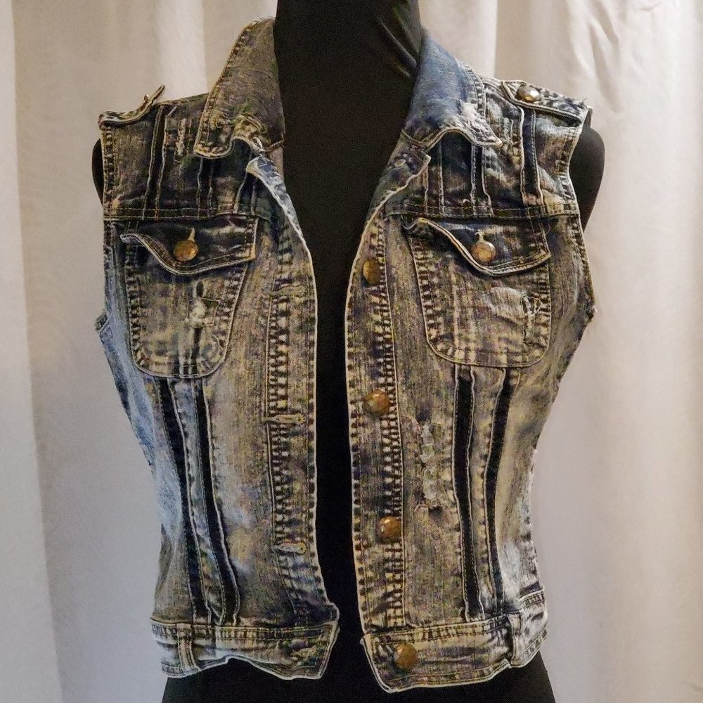 Distressed Denim Vest